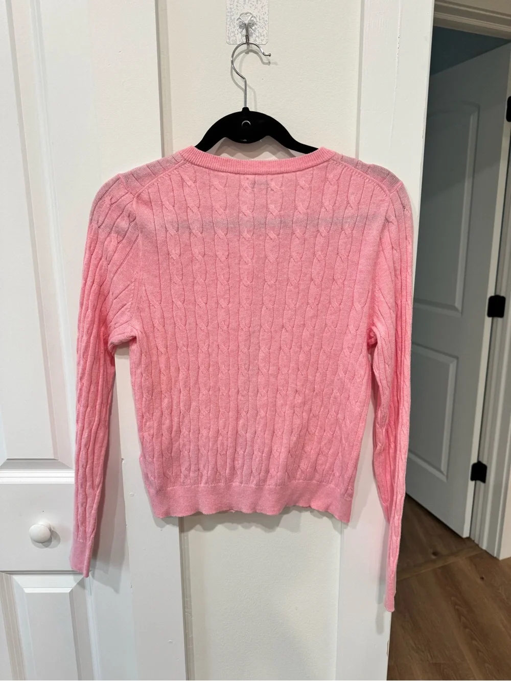 J. Crew Pink Cable Knit Cotton-Blend Cardigan